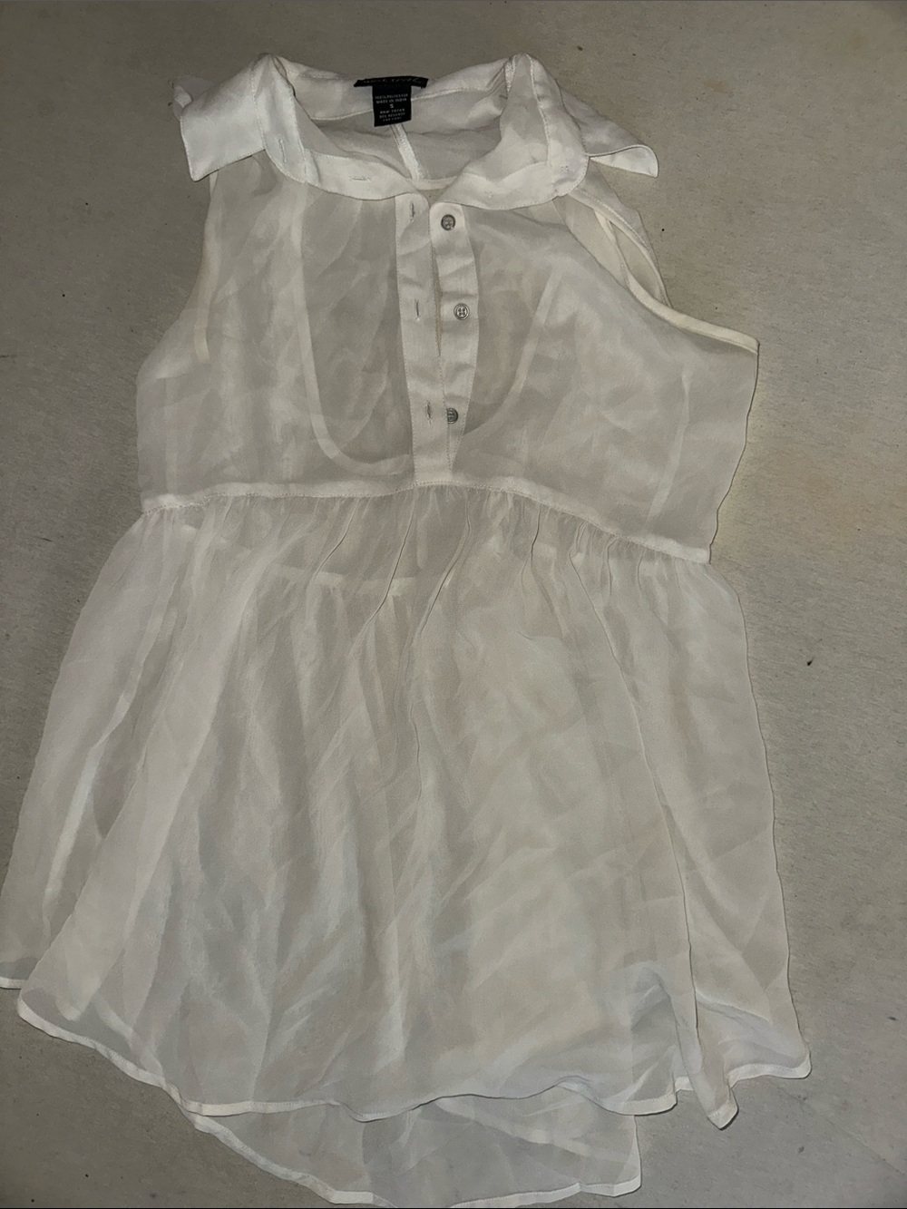 Womens Size S Wet Seal Sheer White Sleeveless Girls' Dress with Collar